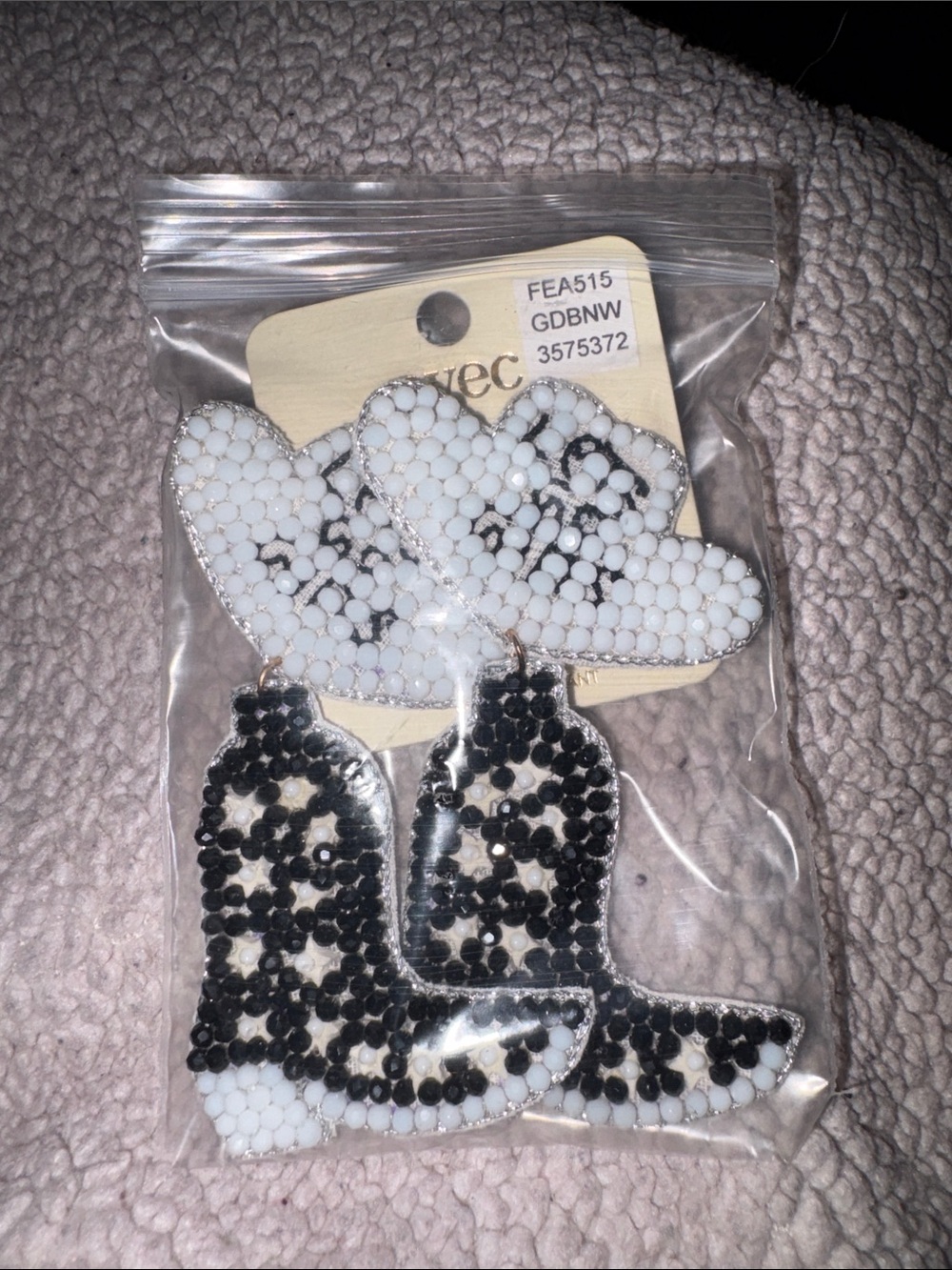 Avec Cowboy Boots Cowboy Hat Beaded Dangke Earrings Lets Go Girls